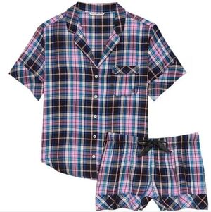 Victoria's Secret Plaid Pajama Set - Blue, Pink, Black
